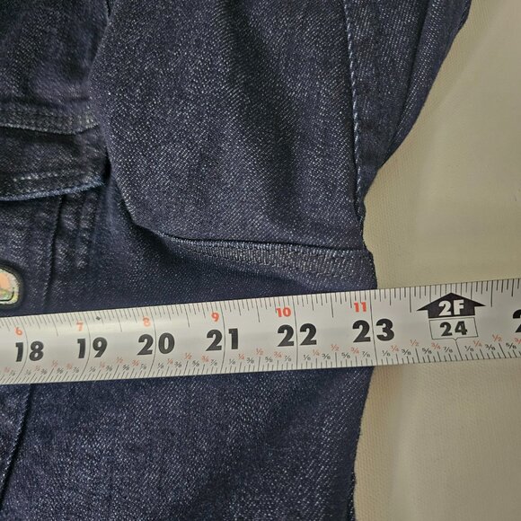 Eileen Fisher Denim Women's Jacket Dark Button Up JC Patch Size XL - Picture 11 of 12